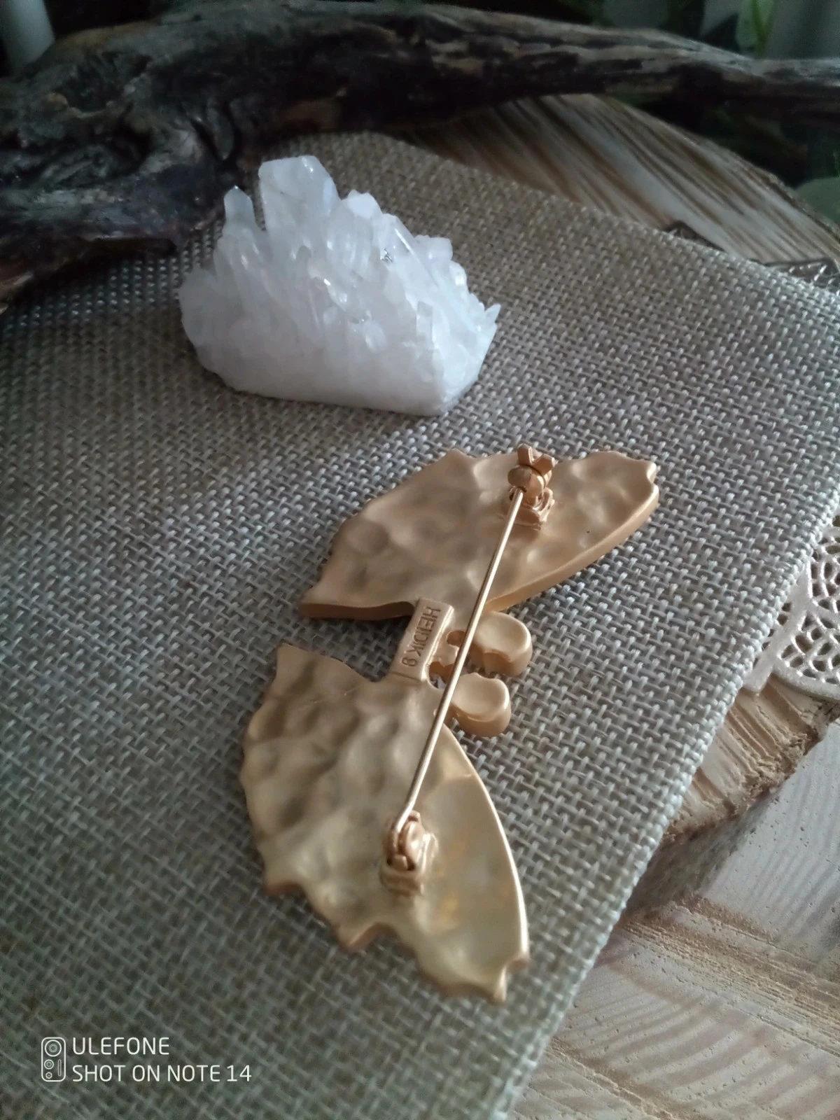 Broche anges ailés avec pierre de sélénite naturelle – photo 4